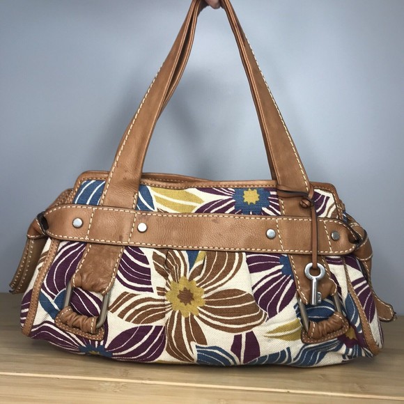 Fossil Canvas and Leather Floral Shoulder Bag - Picture 2 of 7